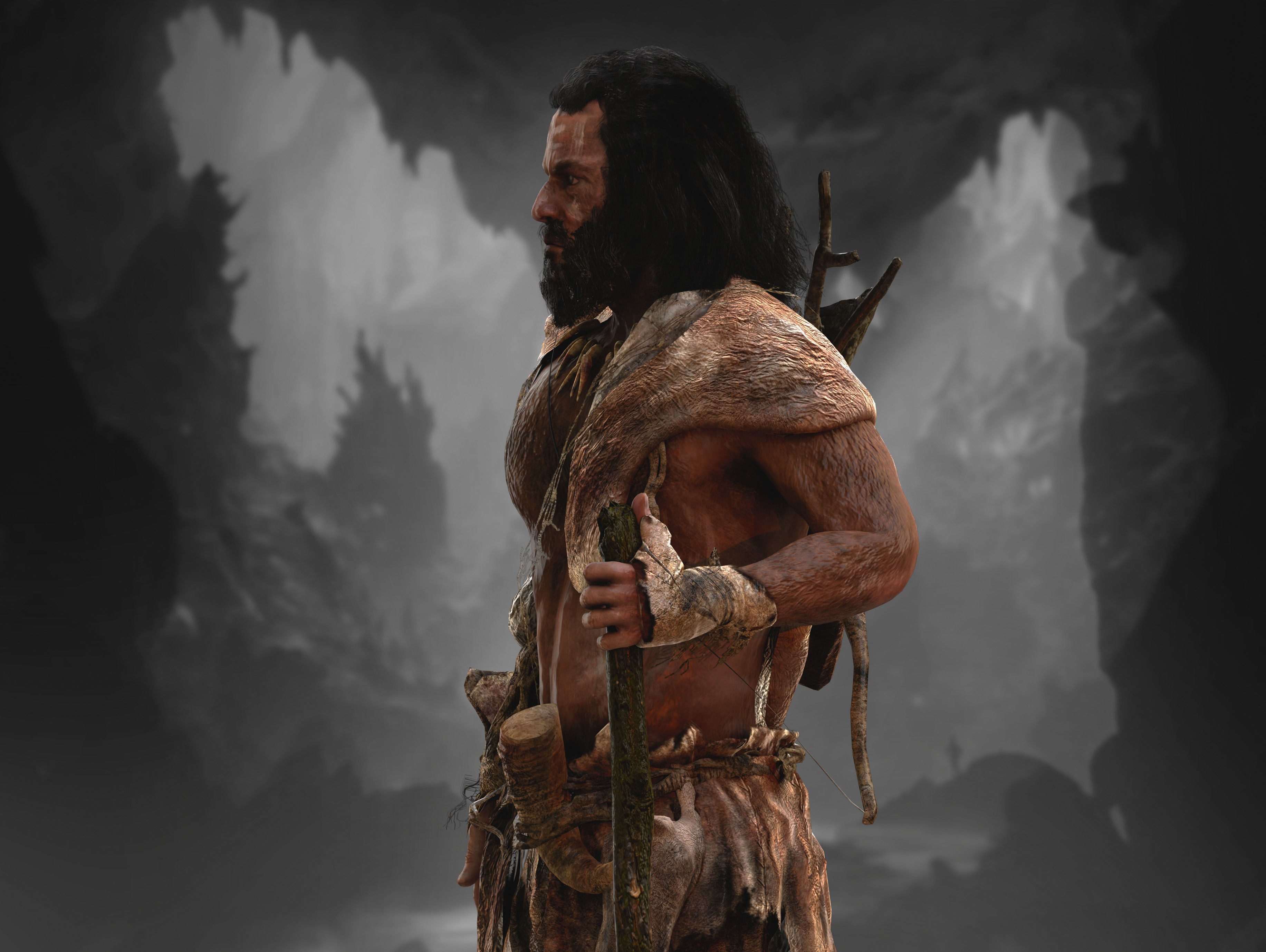 Ancient Cave Seeker Low-poly 3D model_9