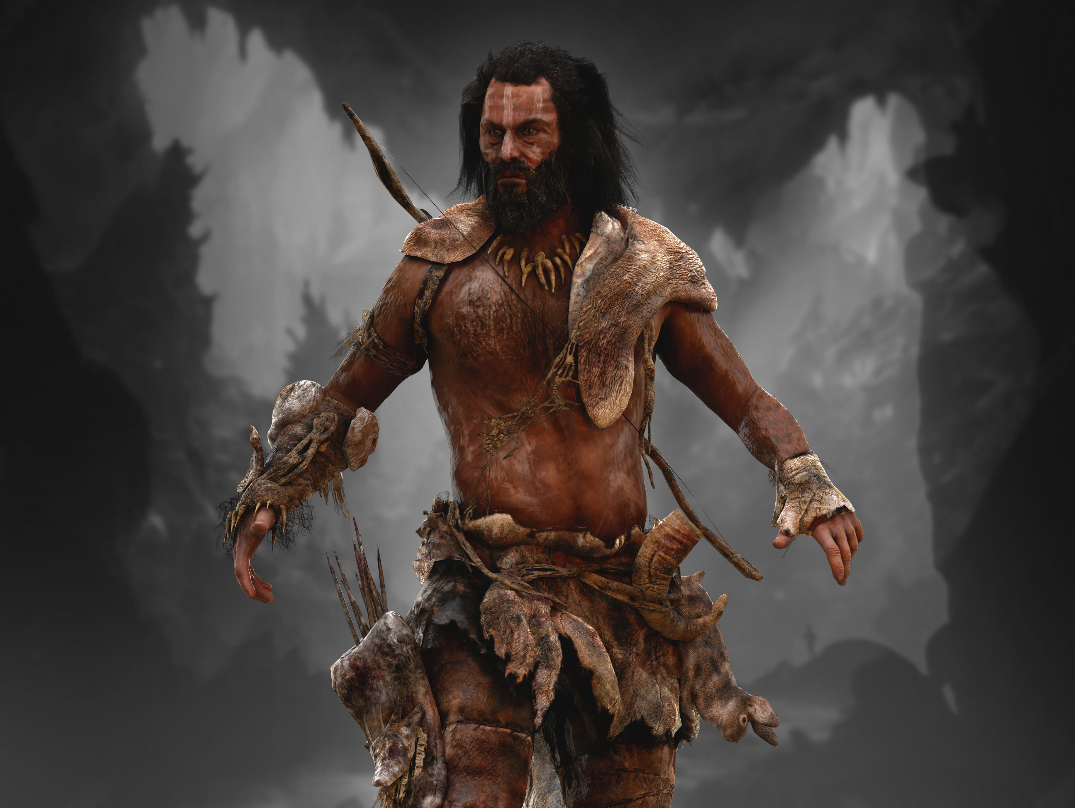 Ancient Cave Seeker Low-poly 3D model_5