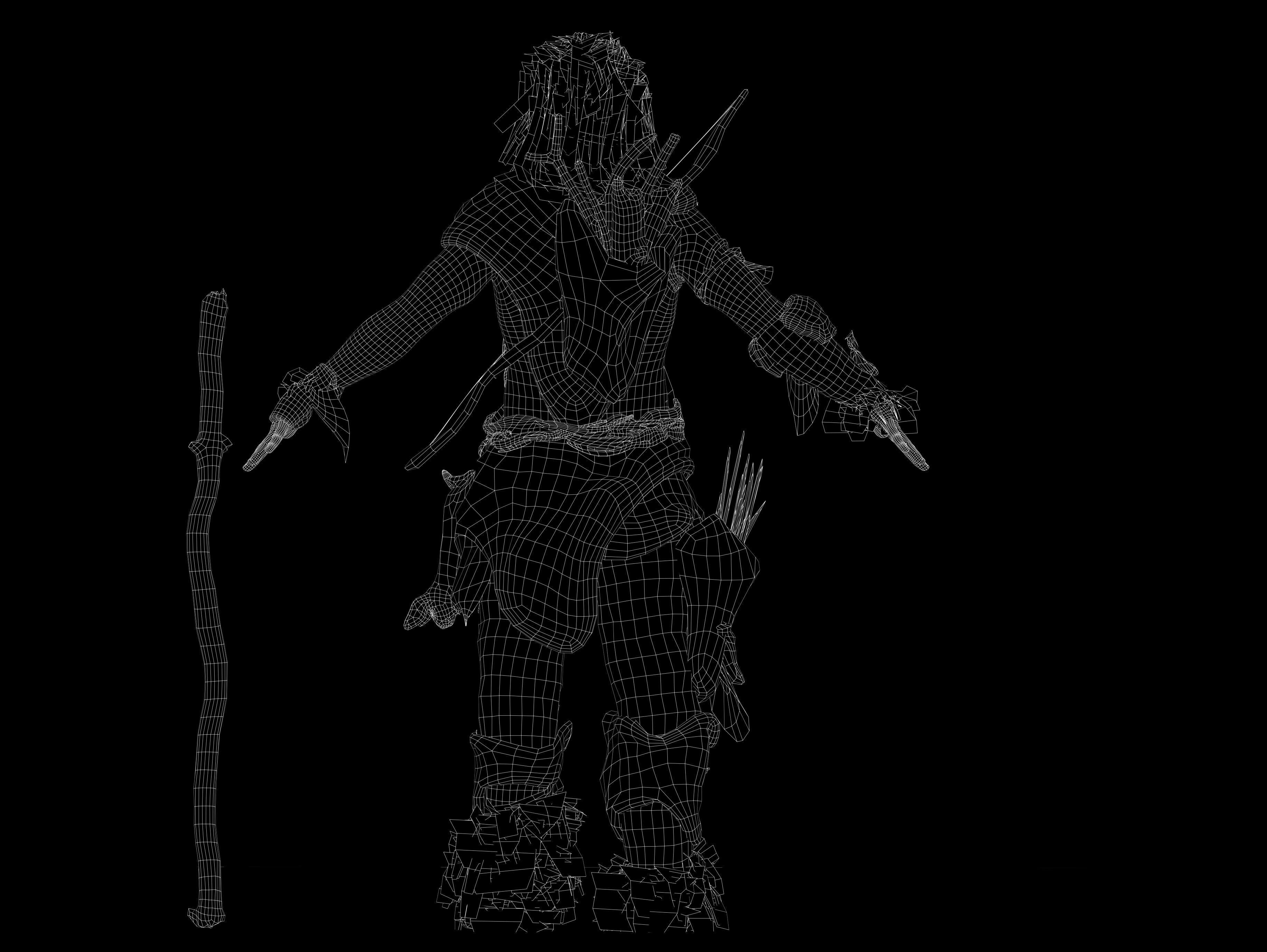 Ancient Cave Seeker Low-poly 3D model_12