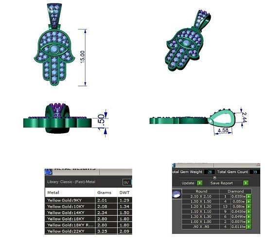 Hamsa Pendant 3D print model