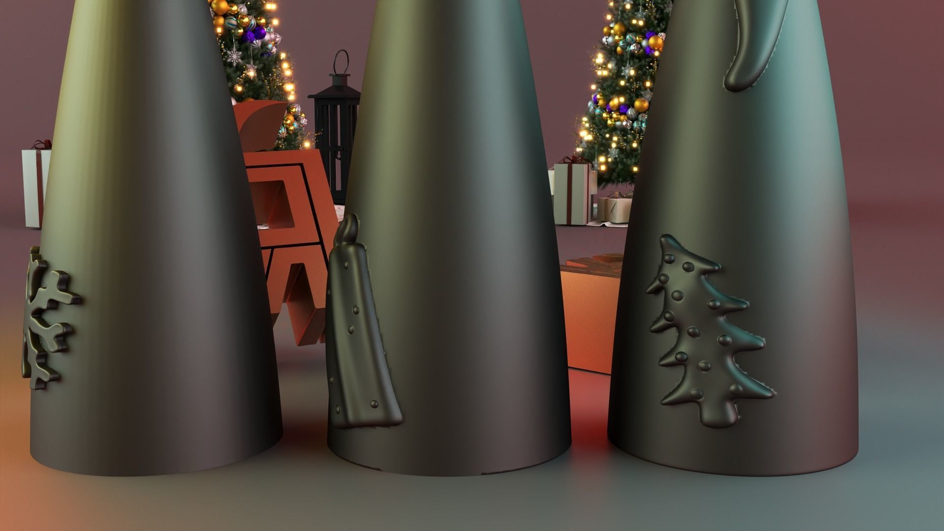 Christmas snowman deer  gnome  decor set 3D print model_9