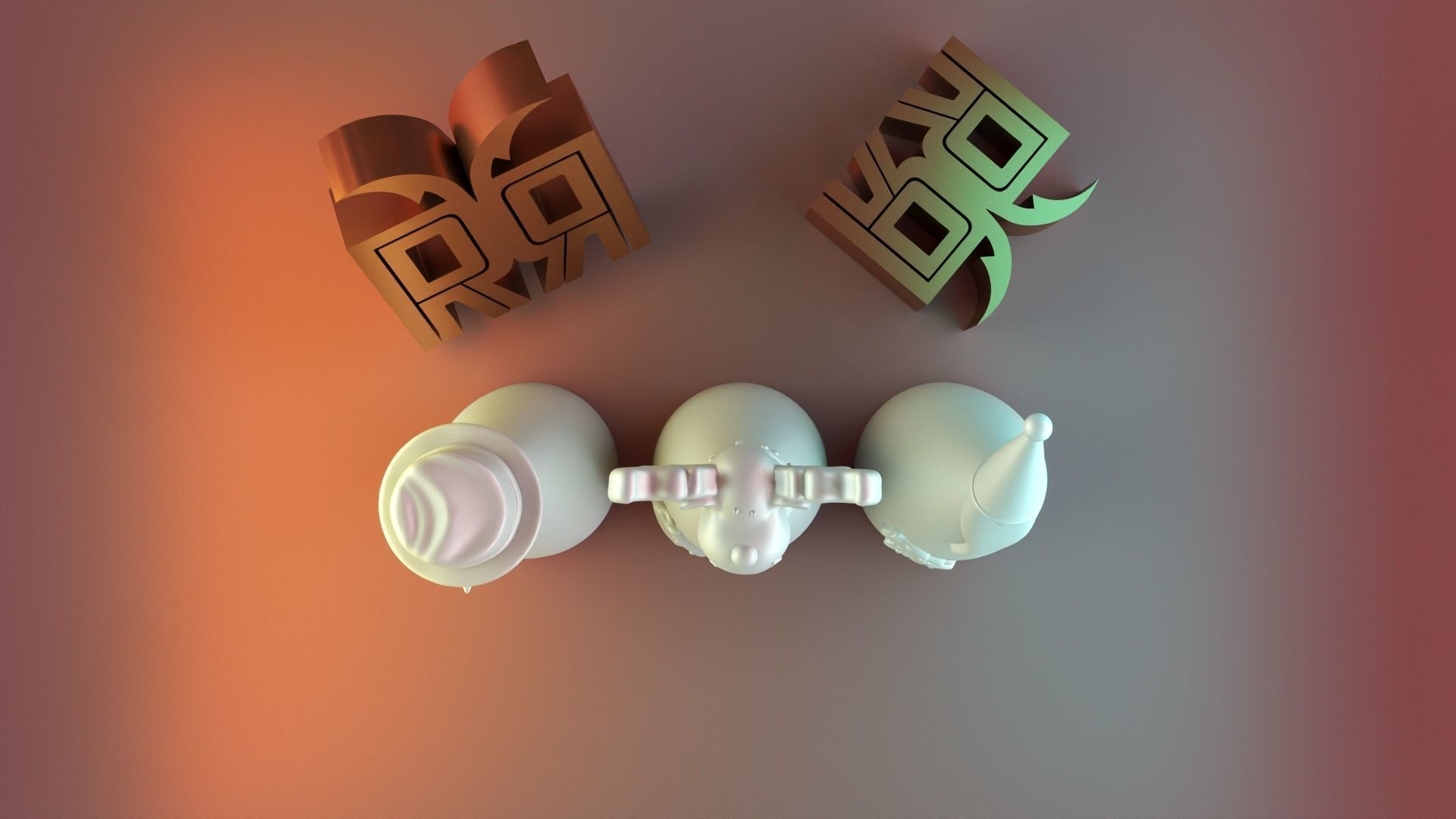 Christmas snowman deer  gnome  decor set 3D print model_5