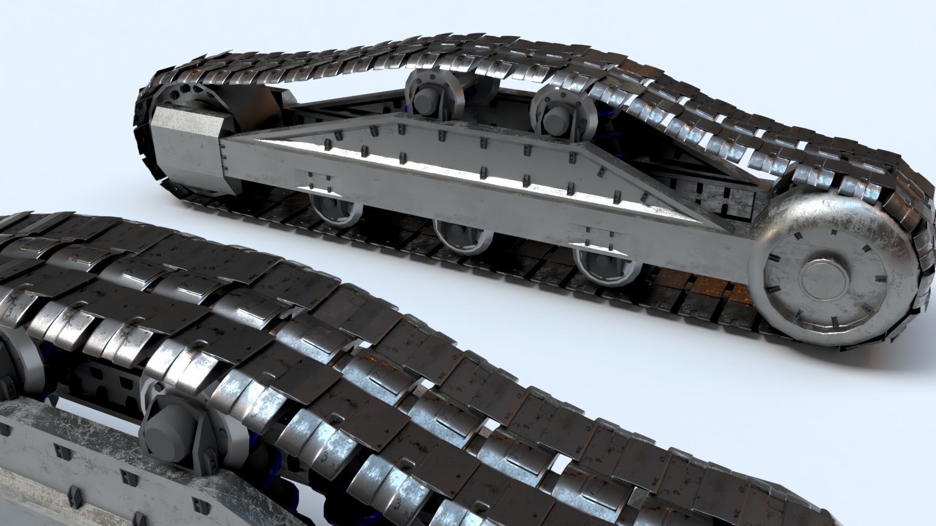 Rigged Maya Tank tracks or Continuous Tracks Low-poly 3D model_4