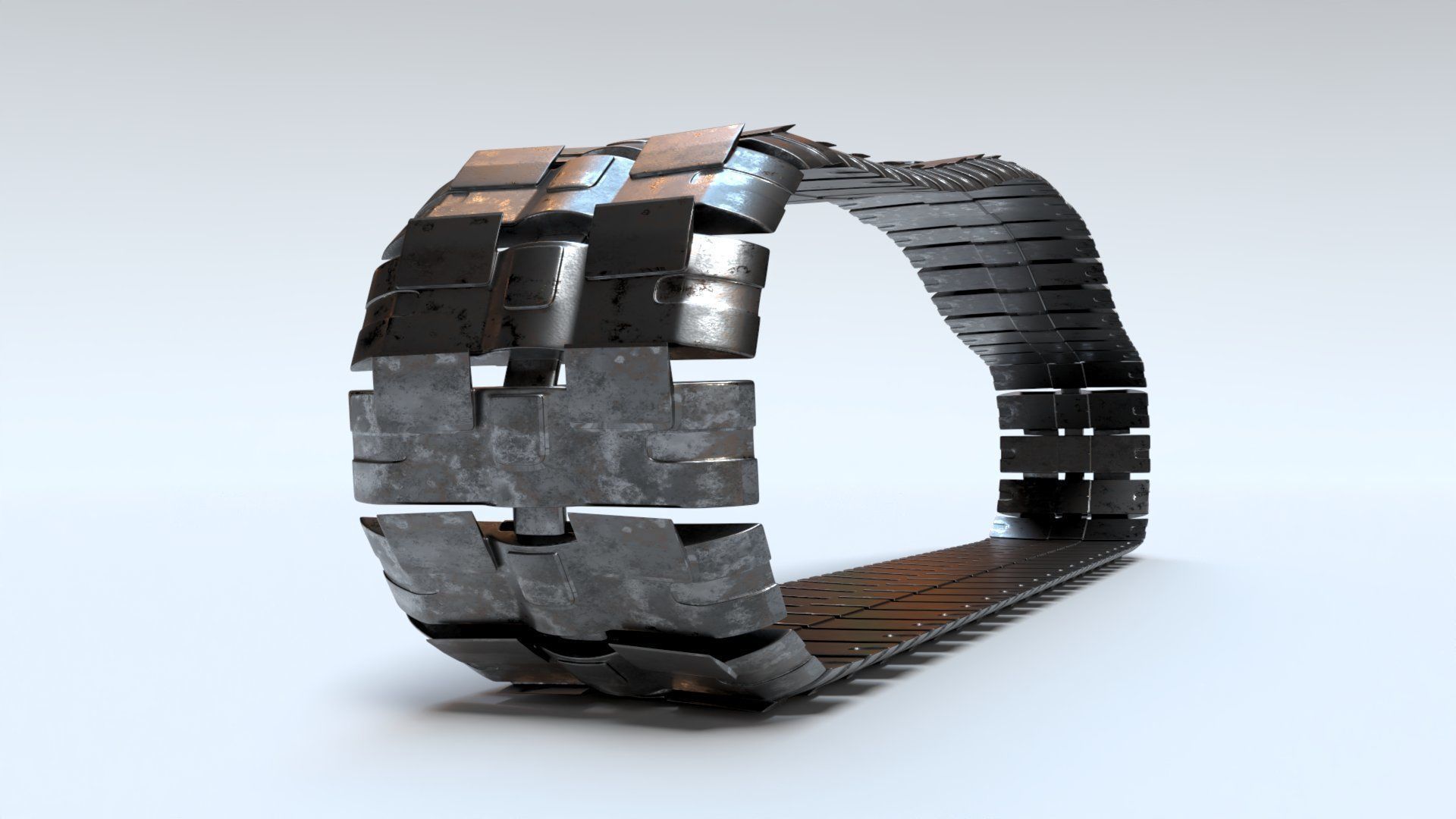 Rigged Maya Tank tracks or Continuous Tracks Low-poly 3D model_12