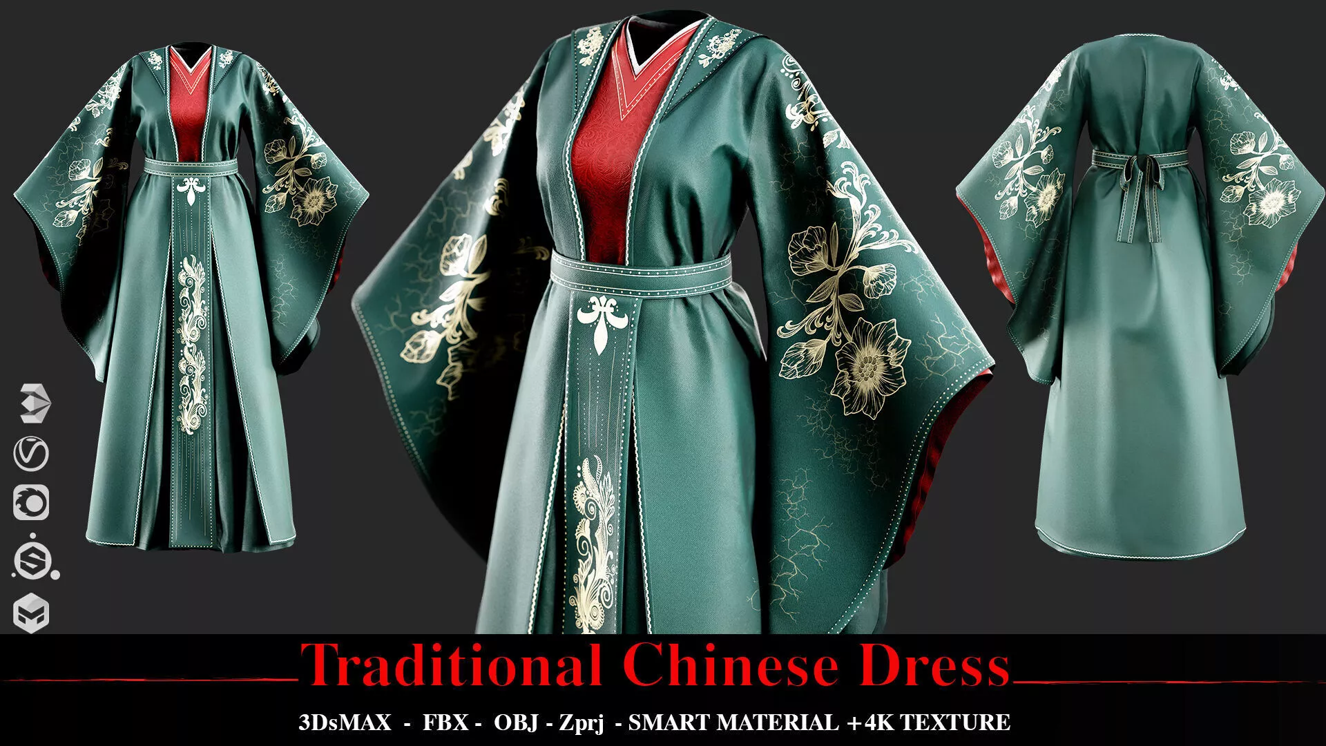 Traditional Chinese Dress 001 3D model