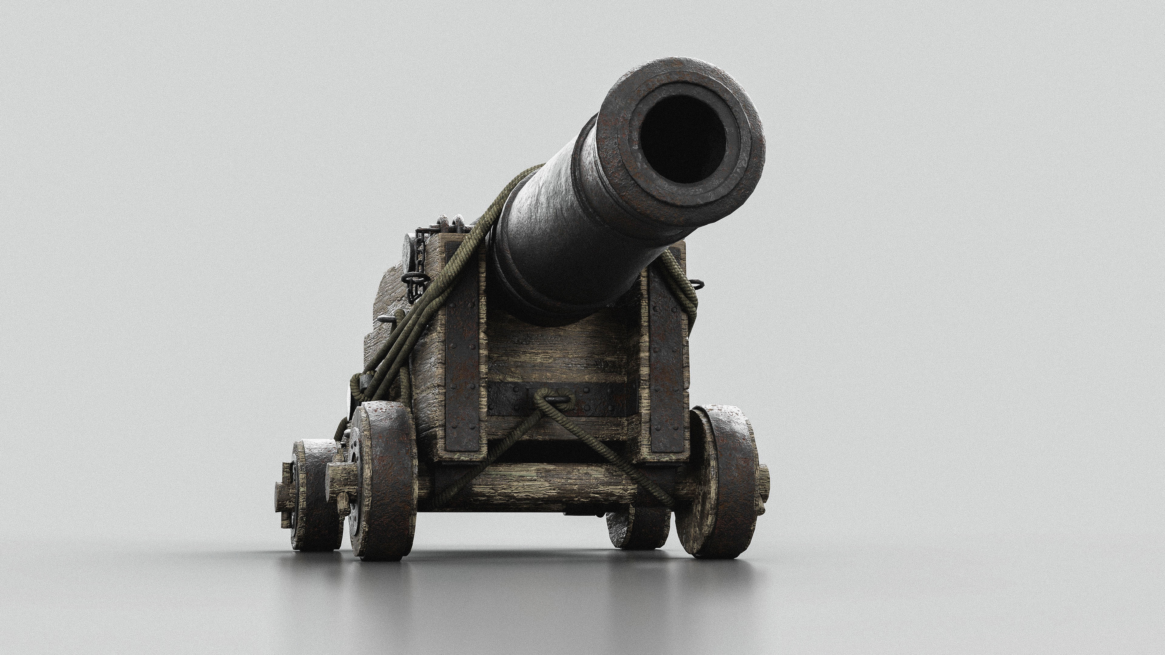 Realistic Old Naval Cannon 3D Model Low-poly 3D model_1