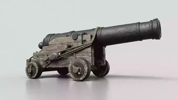 Realistic Old Naval Cannon 3D Model Low-poly 3D model