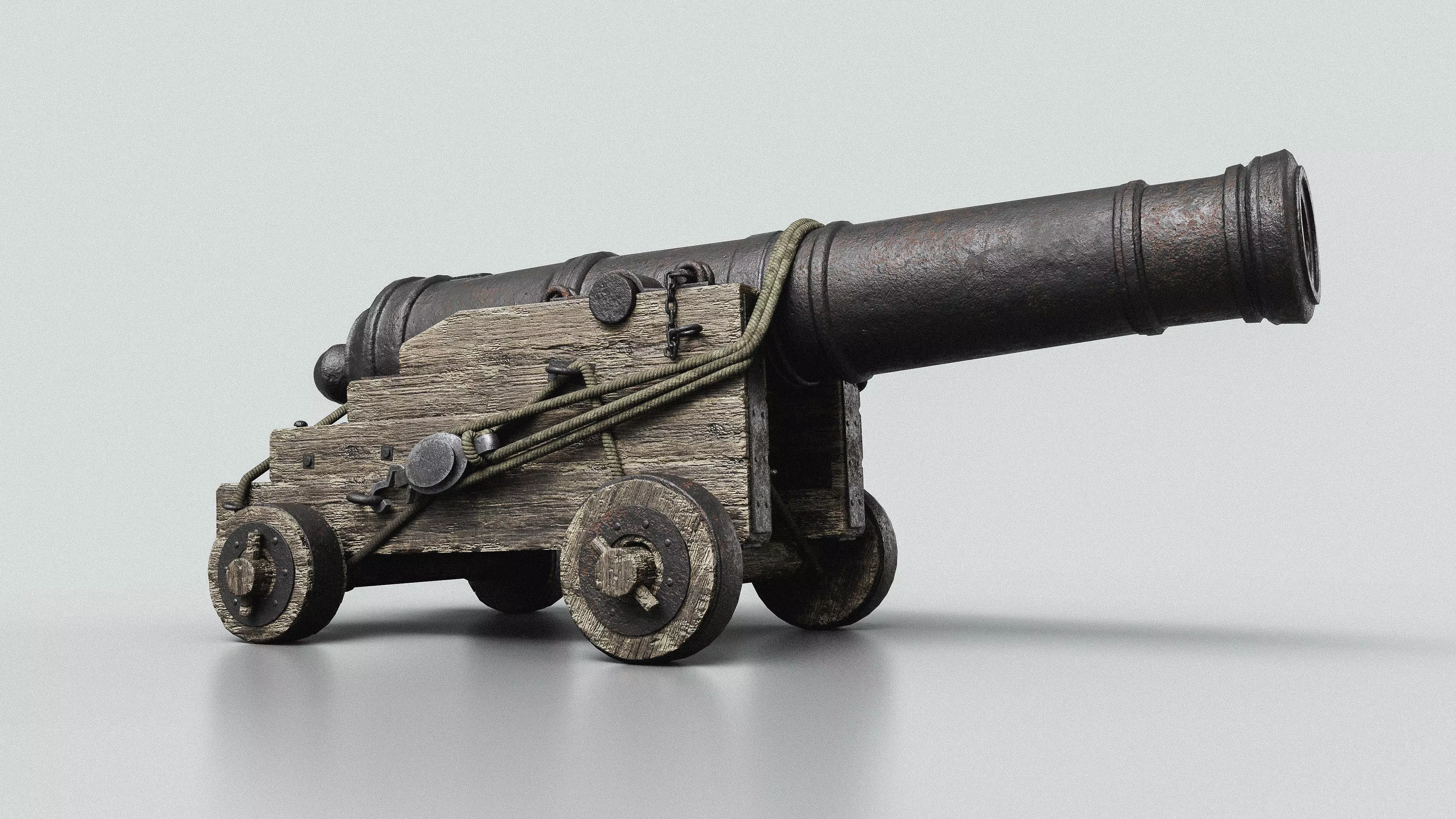 Realistic Old Naval Cannon 3D Model Low-poly 3D model_0