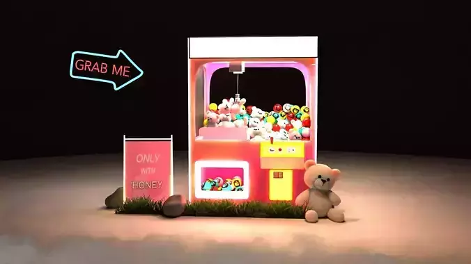 Claw Machine - Animated Arcade Claw Crane Machine with Animation Low-poly 3D model