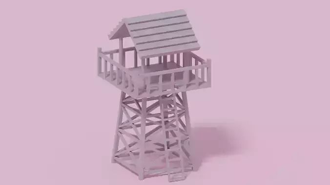Low Poly Wooden Watch Tower