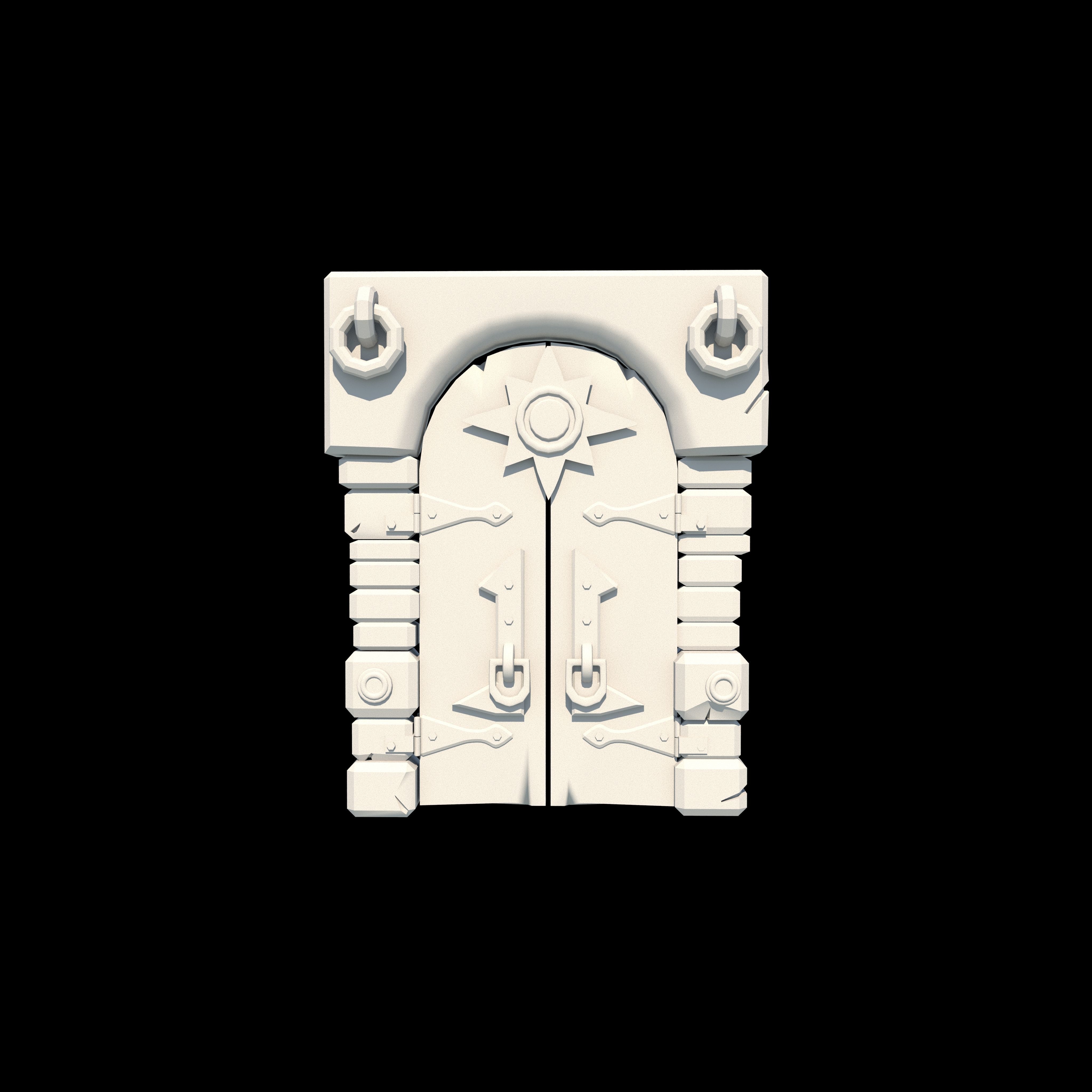 wooden door Low-poly 3D model_4
