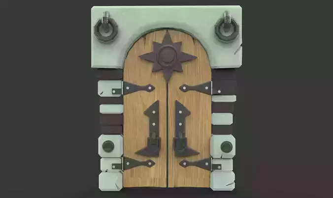  wooden door Low-poly 3D model