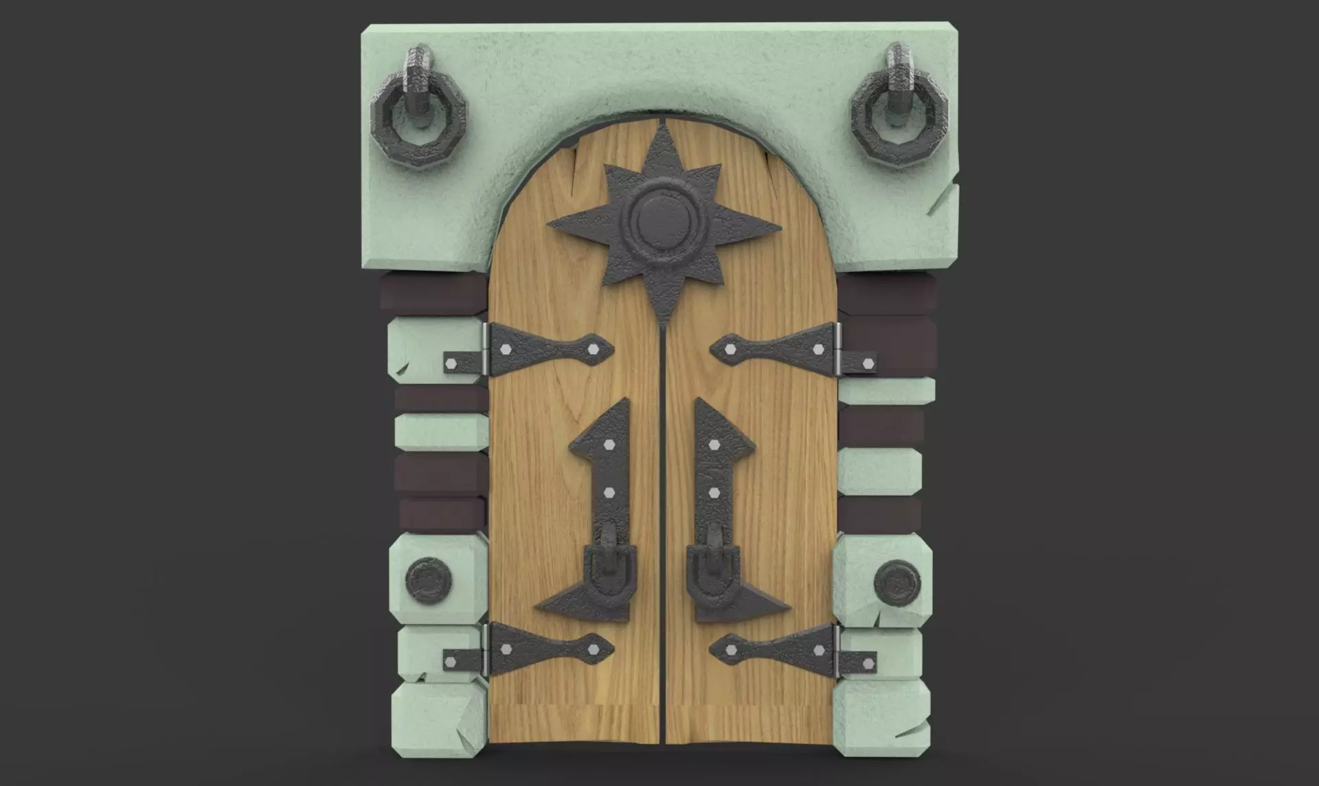 wooden door Low-poly 3D model_0