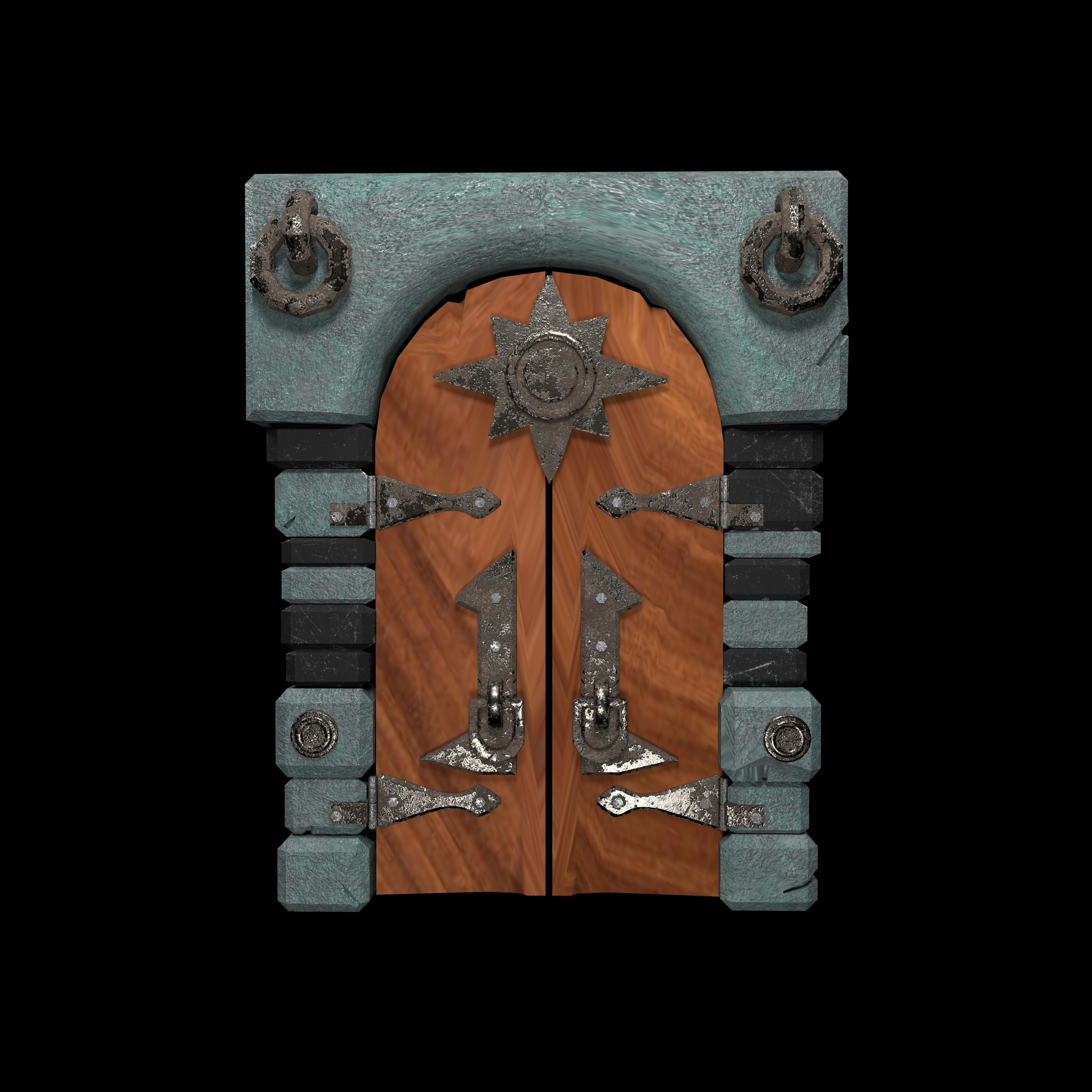 wooden door Low-poly 3D model_1