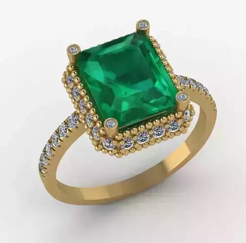 Emerald and diamond ring