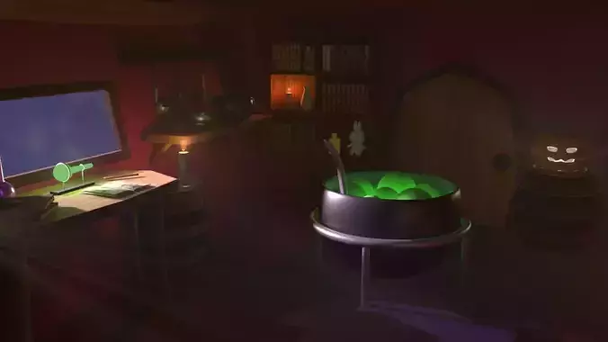 Low Poly Witch House Furniture Low-poly 3D model