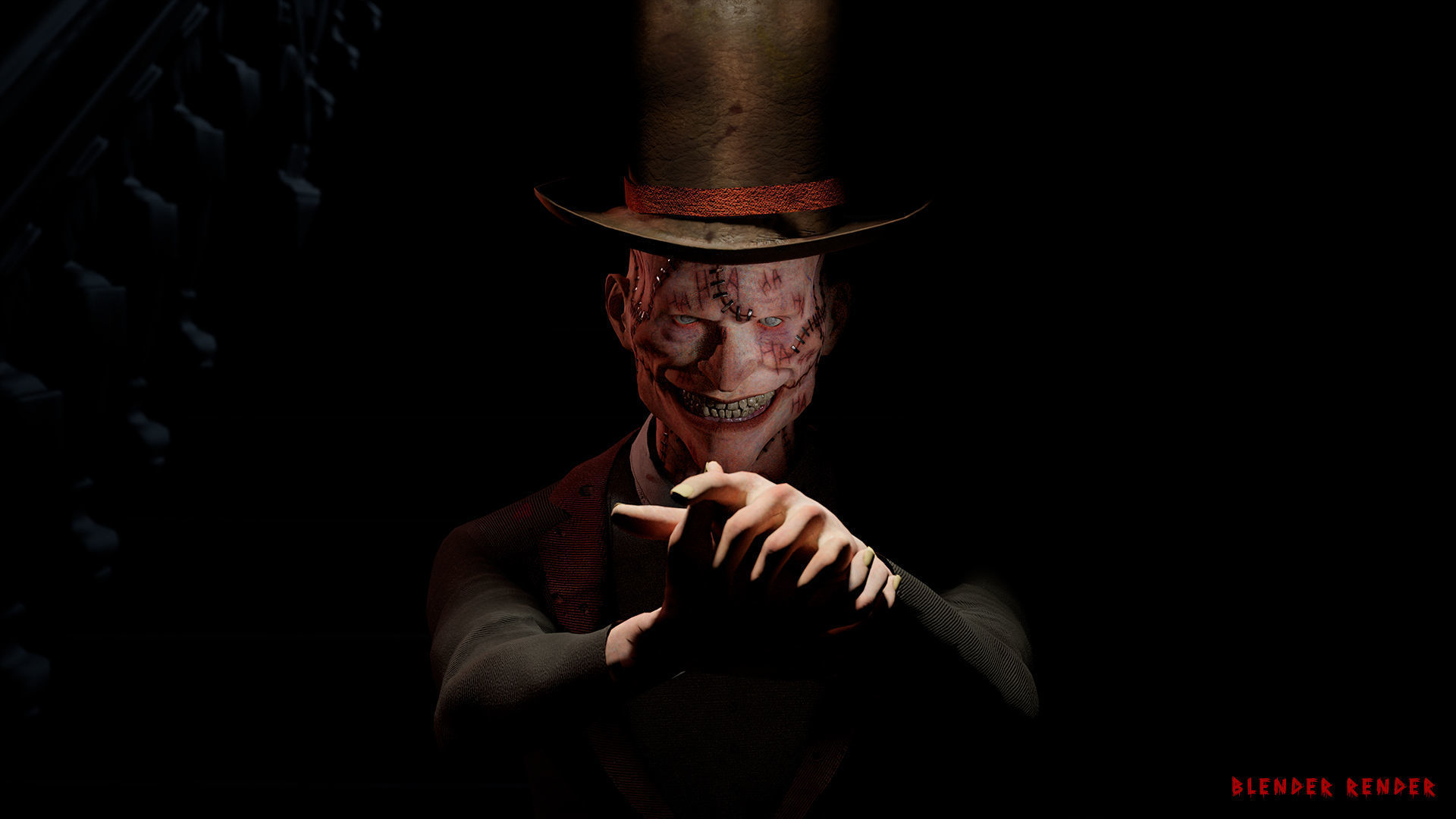 The Terrible man game character for Horror games Low-poly 3D model_3
