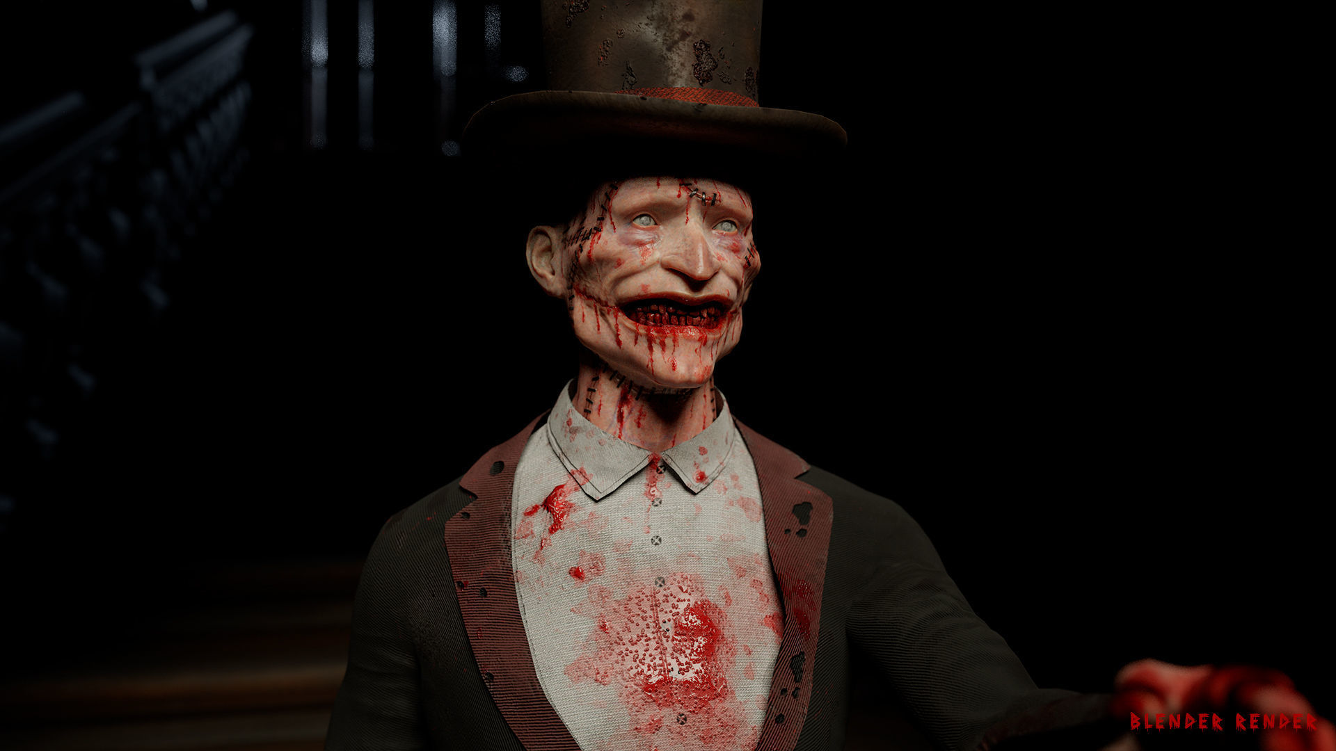 The Terrible man game character for Horror games Low-poly 3D model_8