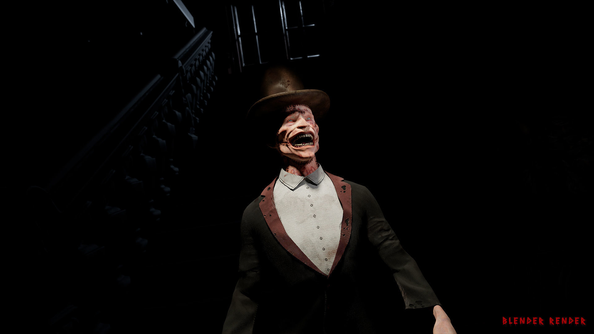 The Terrible man game character for Horror games Low-poly 3D model_7