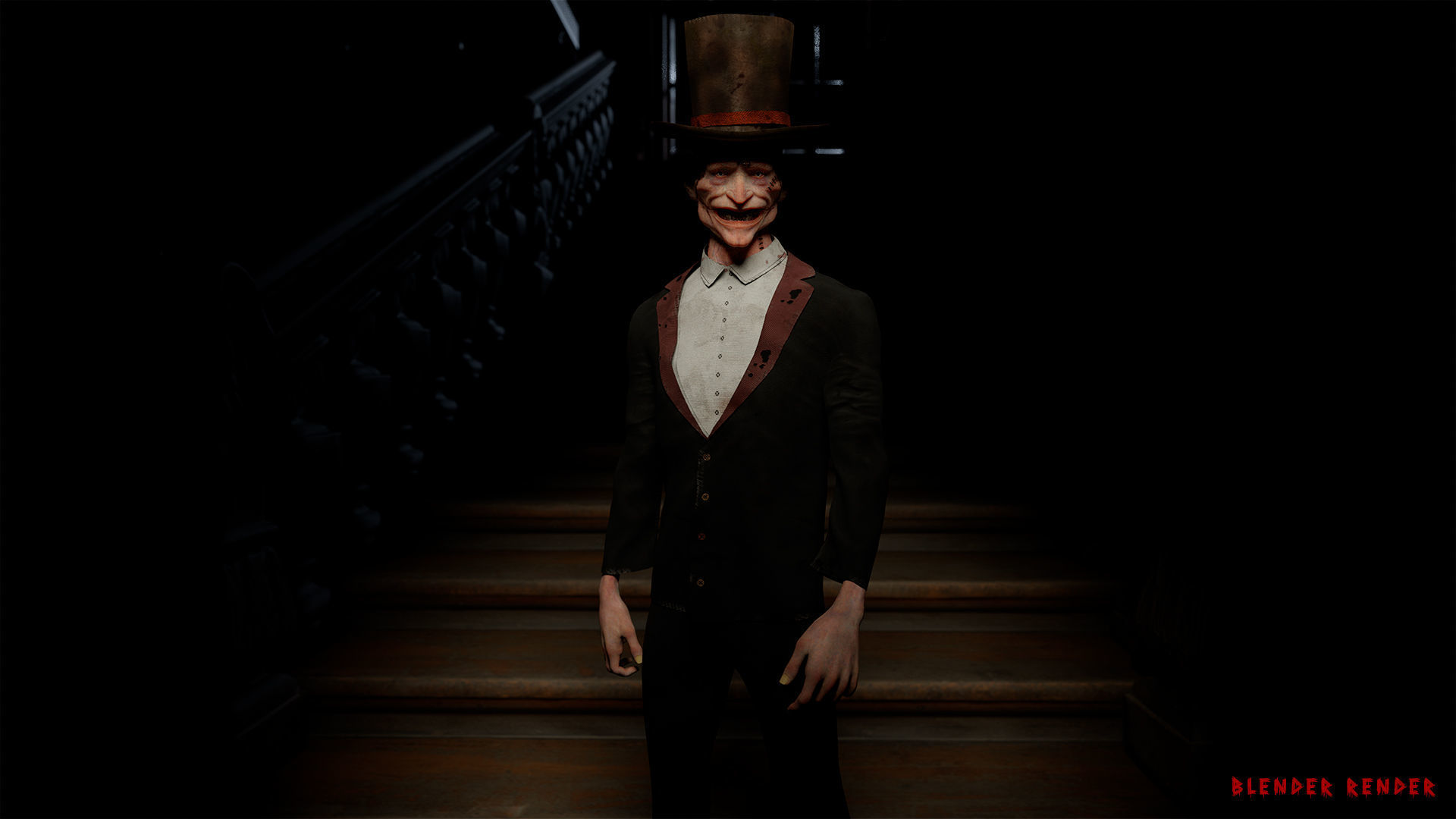 The Terrible man game character for Horror games Low-poly 3D model_6