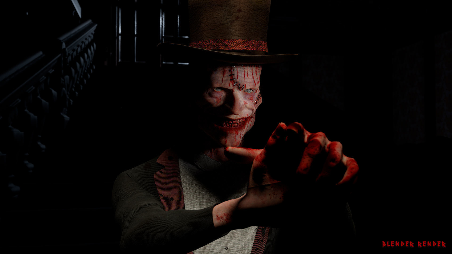 The Terrible man game character for Horror games Low-poly 3D model_4