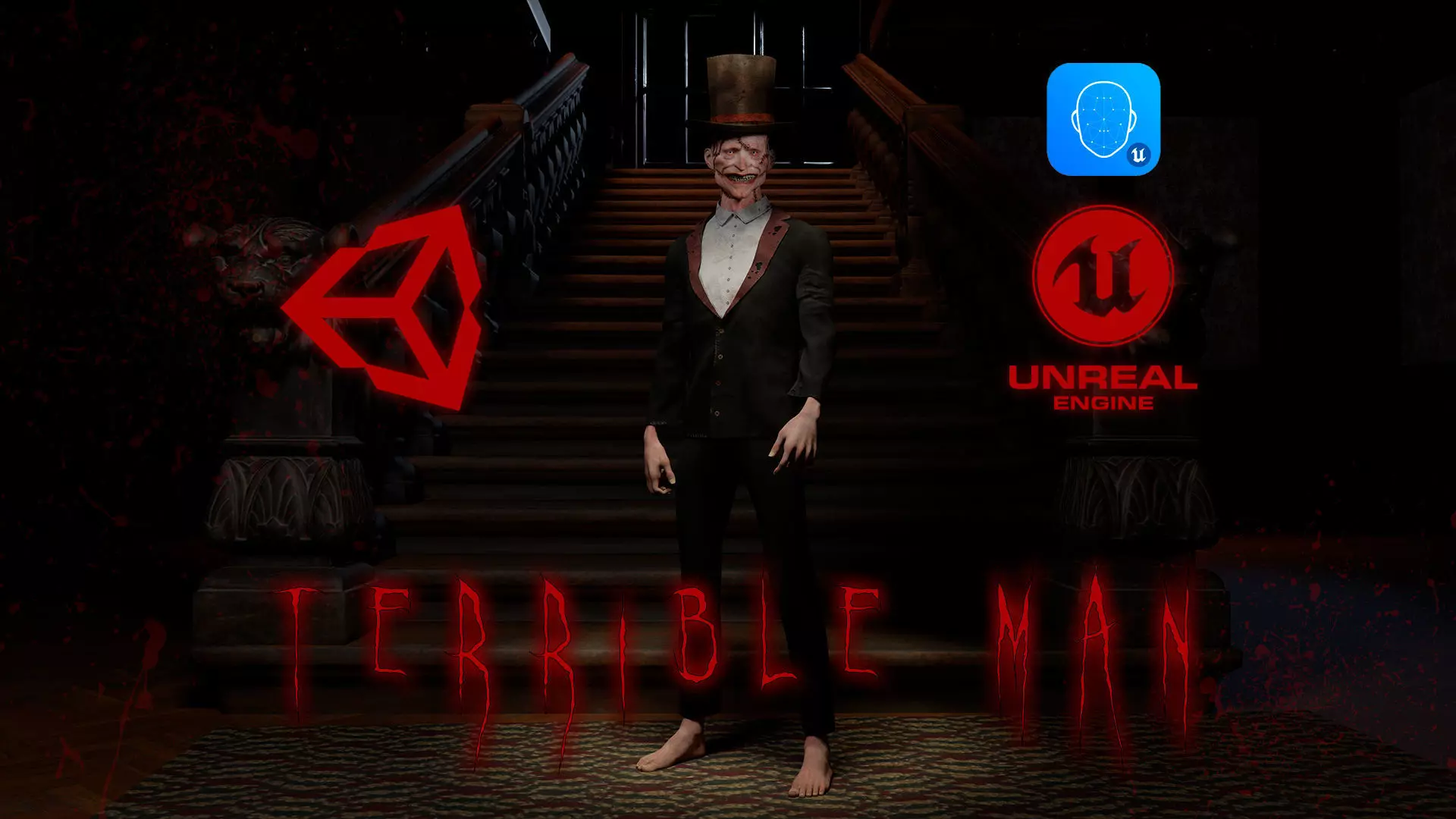 The Terrible man game character for Horror games Low-poly 3D model_0