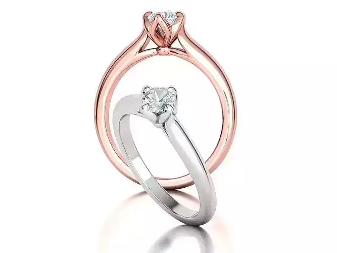 30 pointer Solitaire Promise Ring 4prong design Engagement Ring 3D print model