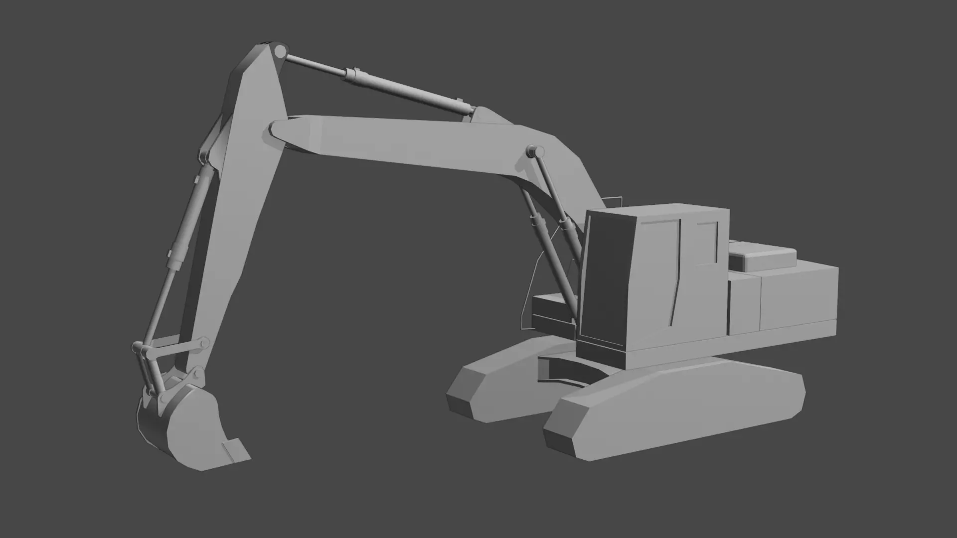 Excavator and pedestrian Low-poly 3D model