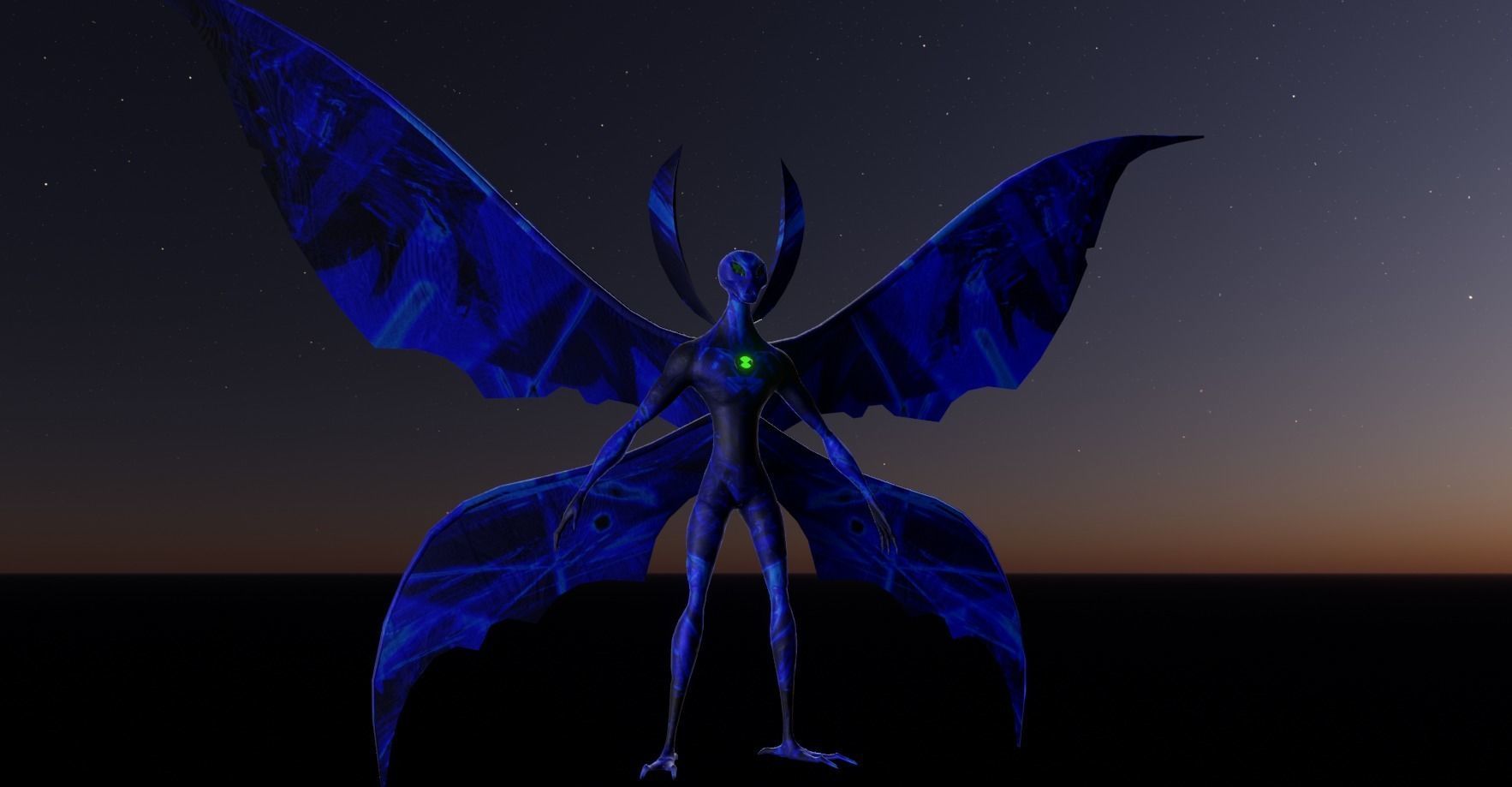 BigChill Ben10 3D Model Detailed Download Baked Textures Free 3D model_6