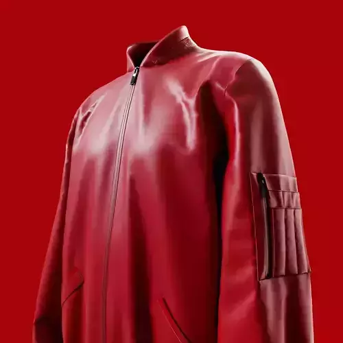 Unisex Red leather Bomber jacket- Production ready pattern