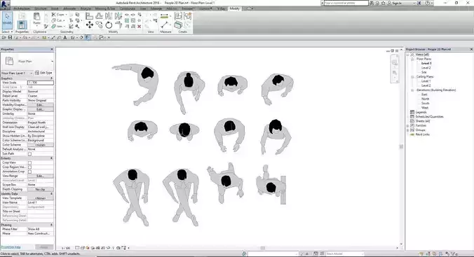 People 2D Plan - Revit  3D model