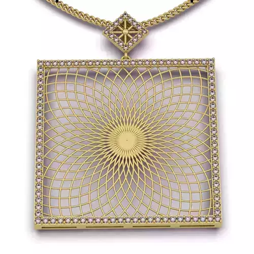 Square pendant silver gold jewelry printable 3D model
