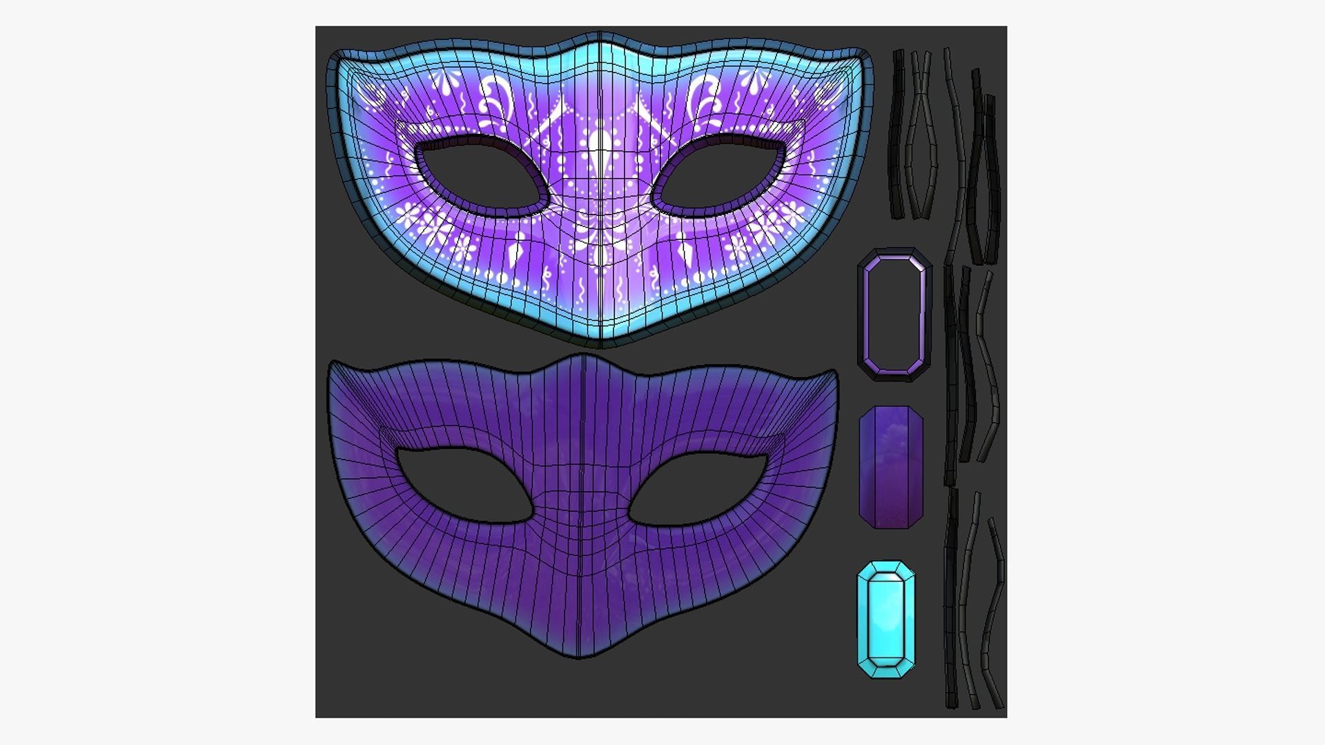 Cartoon Mask Texture 3D model Carnival Mask E13 Cartoon - Costume Character Design VR / AR ...