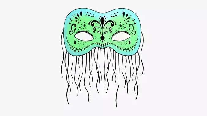 Carnival Mask F13 Cartoon - Costume Character Design Low-poly 3D model