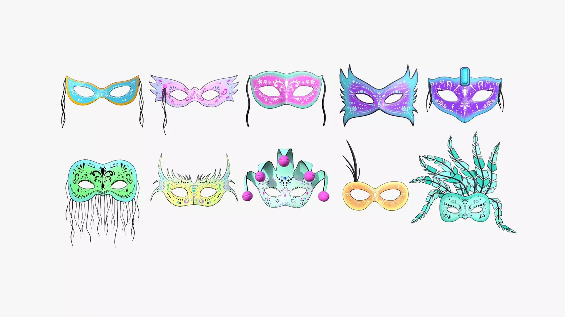 10 Carnival Masks Collection - Costume Character Design _0