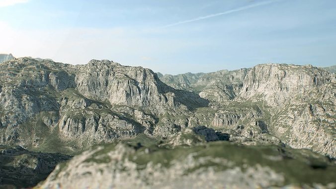 3D model Cevennes rocky grass mountains Low and high poly VR / AR / low ...