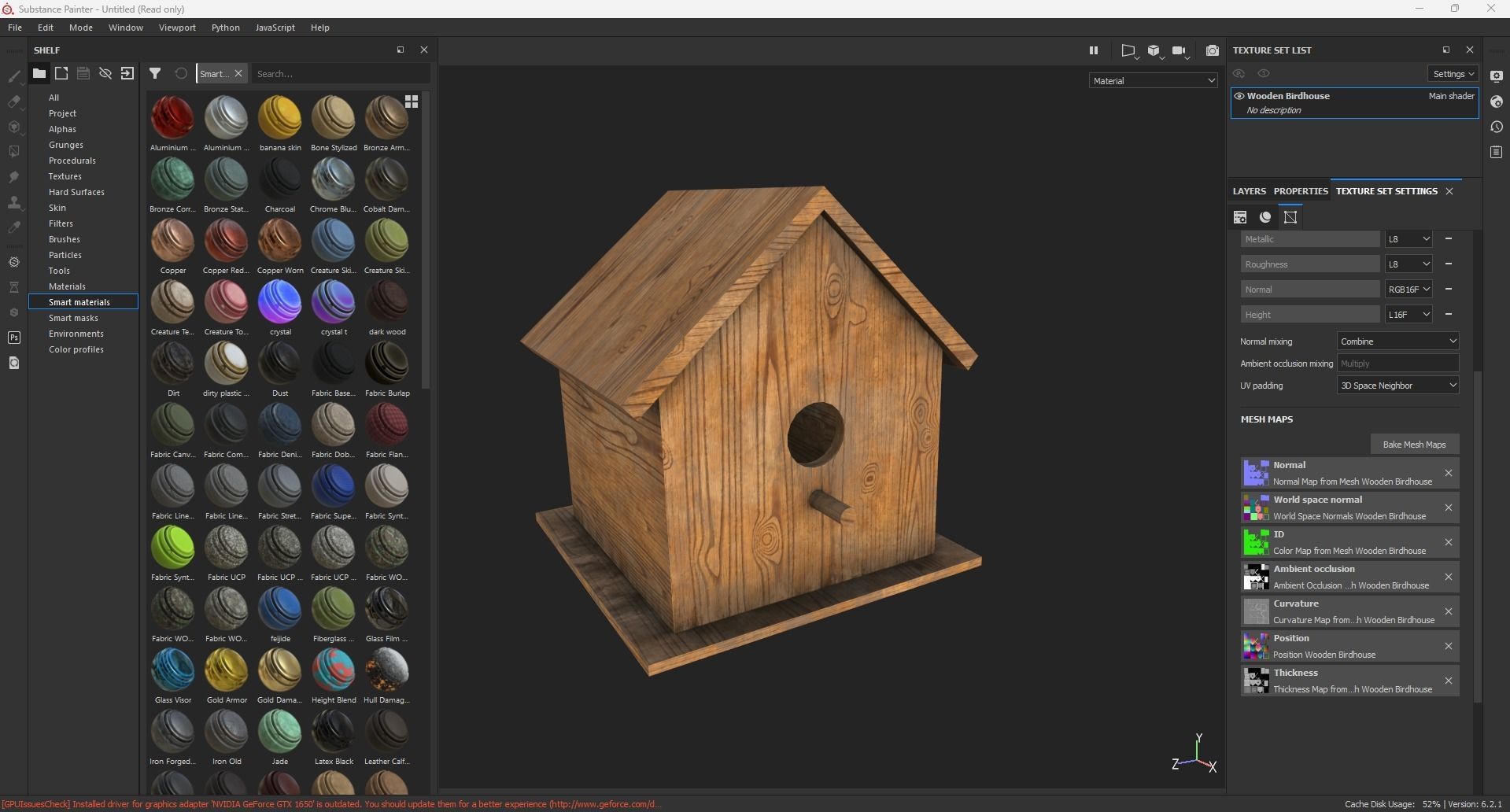 Wooden Birdhouse Low-poly 3D model_7