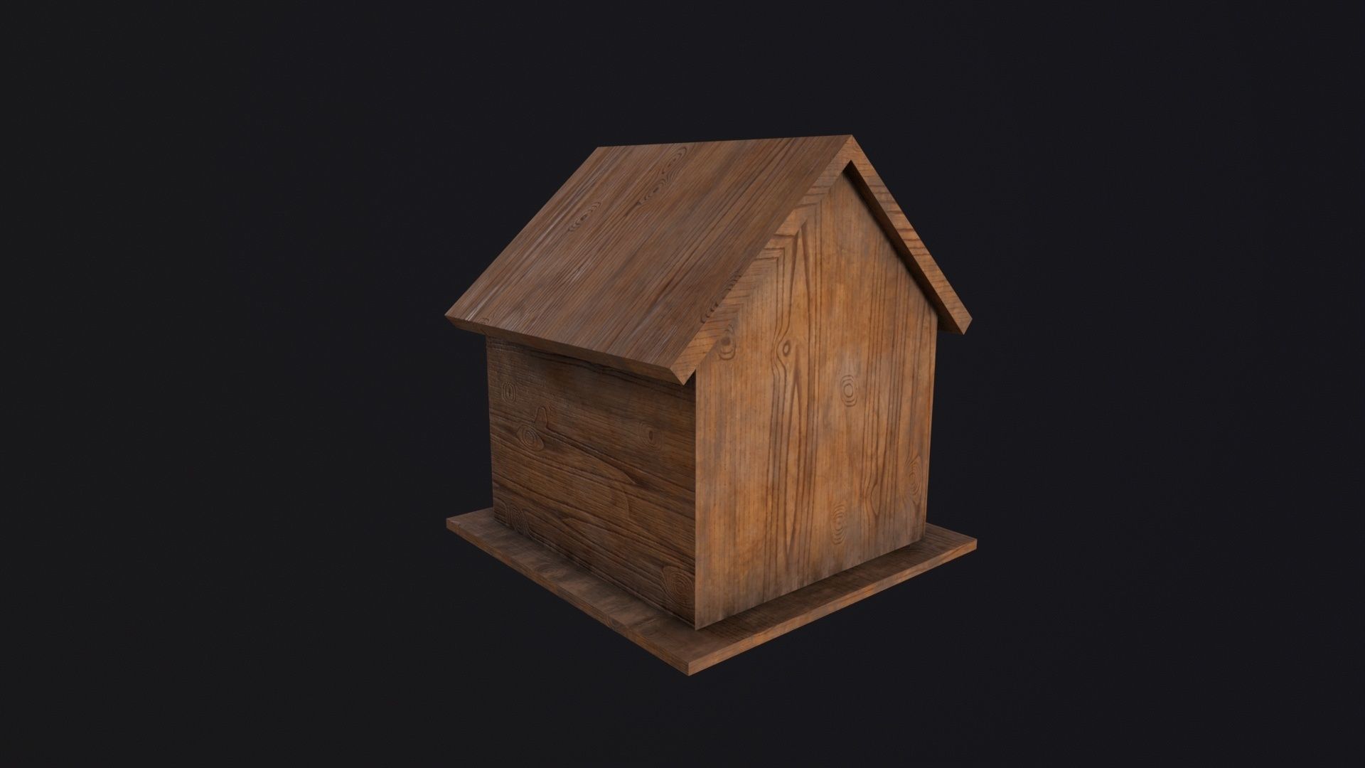 Wooden Birdhouse Low-poly 3D model_6