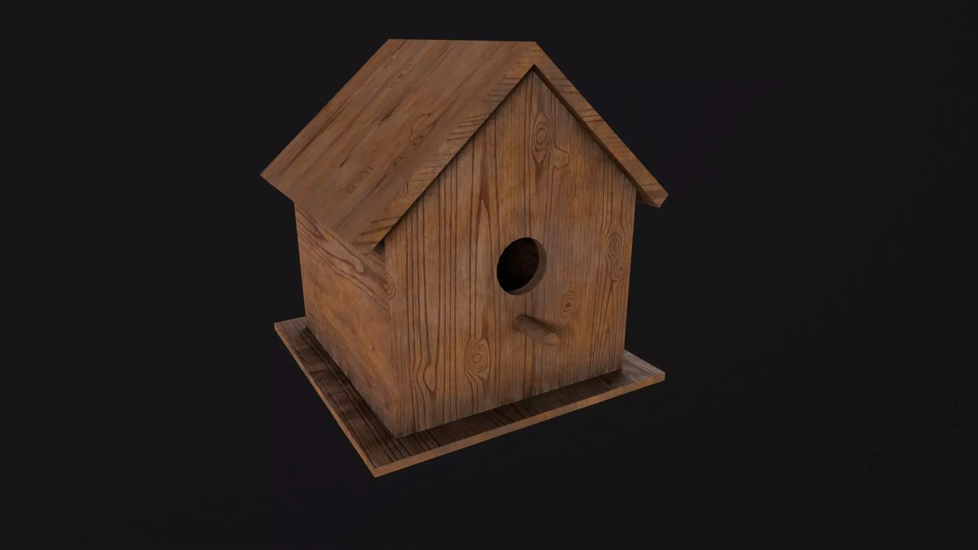 Wooden Birdhouse Low-poly 3D model_0