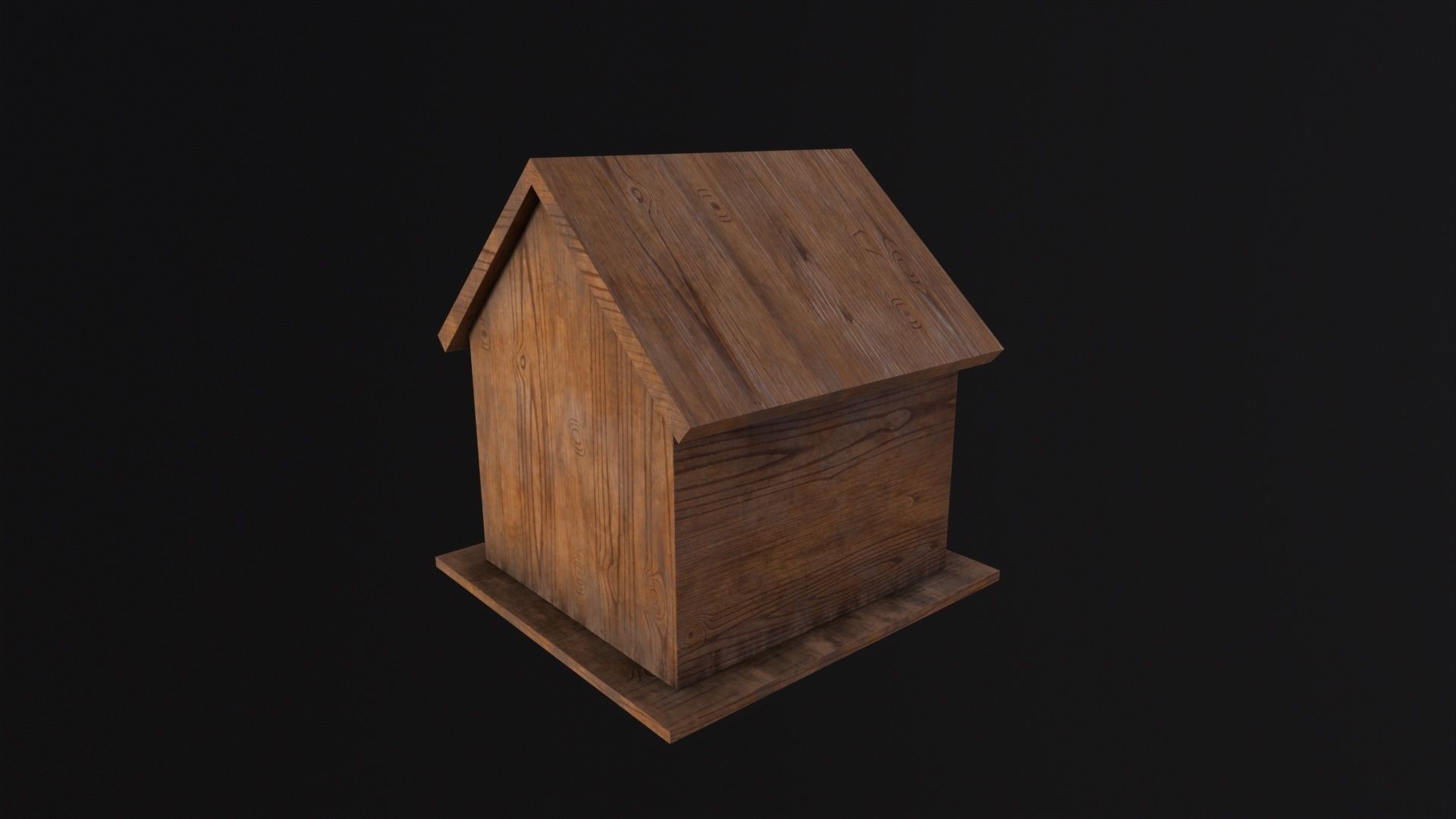 Wooden Birdhouse Low-poly 3D model_5