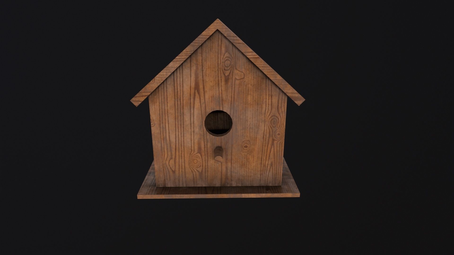 Wooden Birdhouse Low-poly 3D model_3