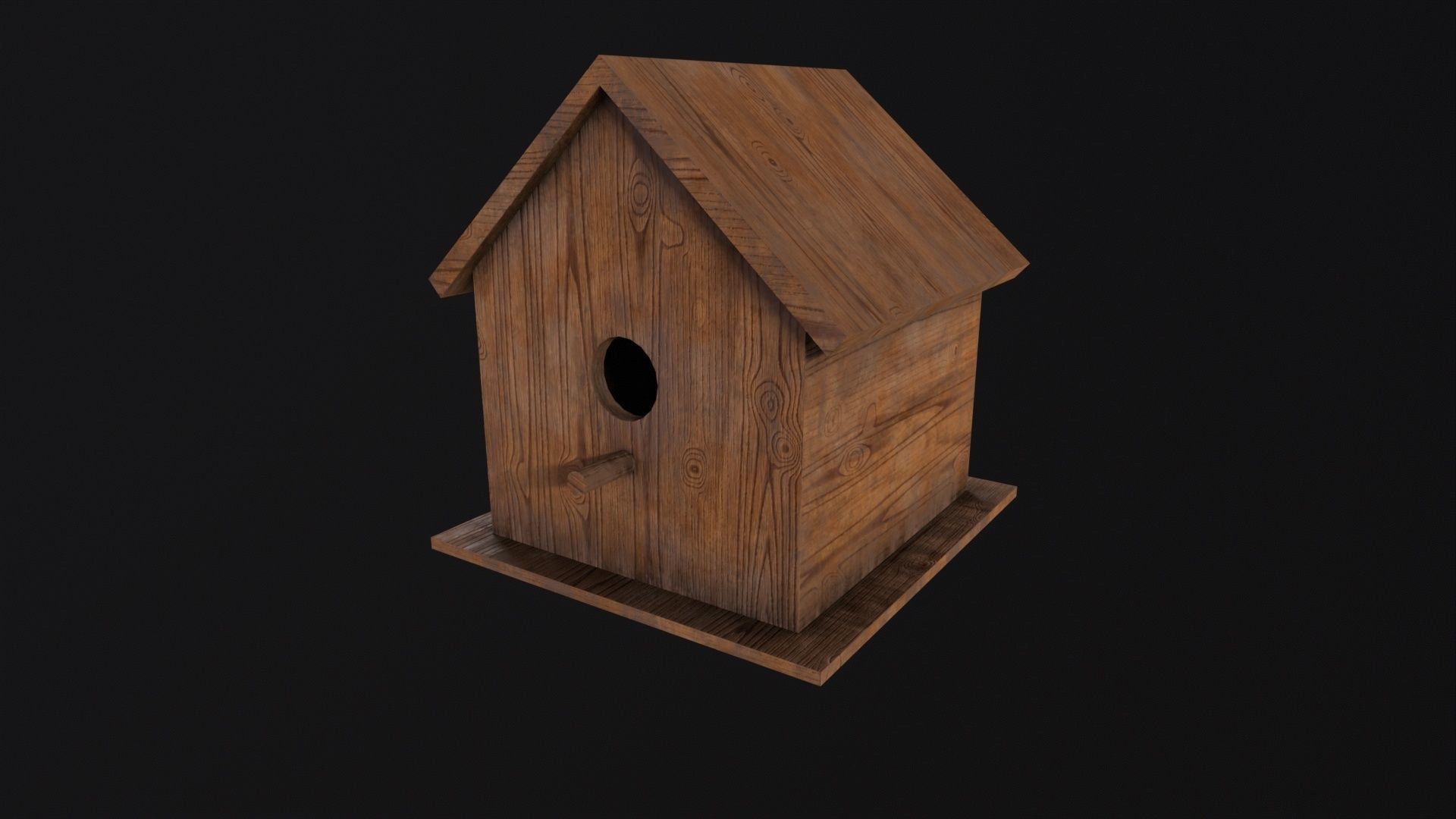 Wooden Birdhouse Low-poly 3D model_2
