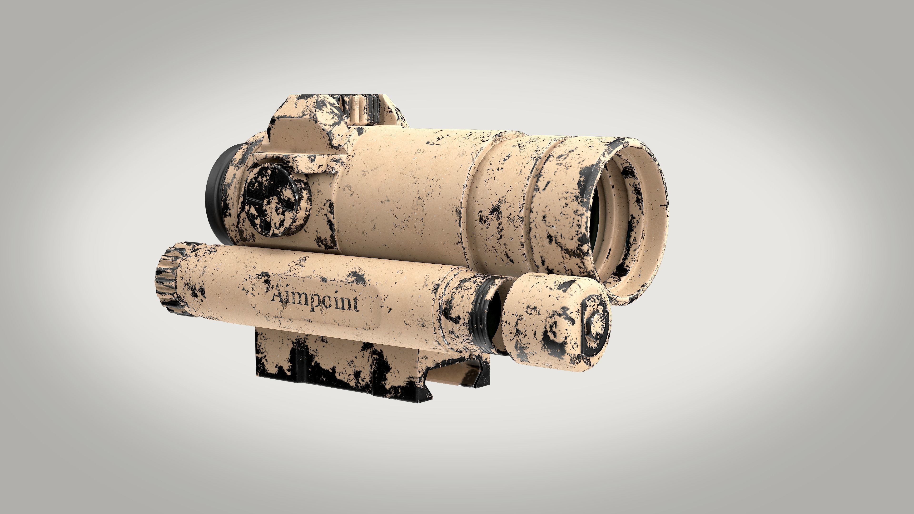 Tactical Scope Two Texture sets Low-poly 3D model_2