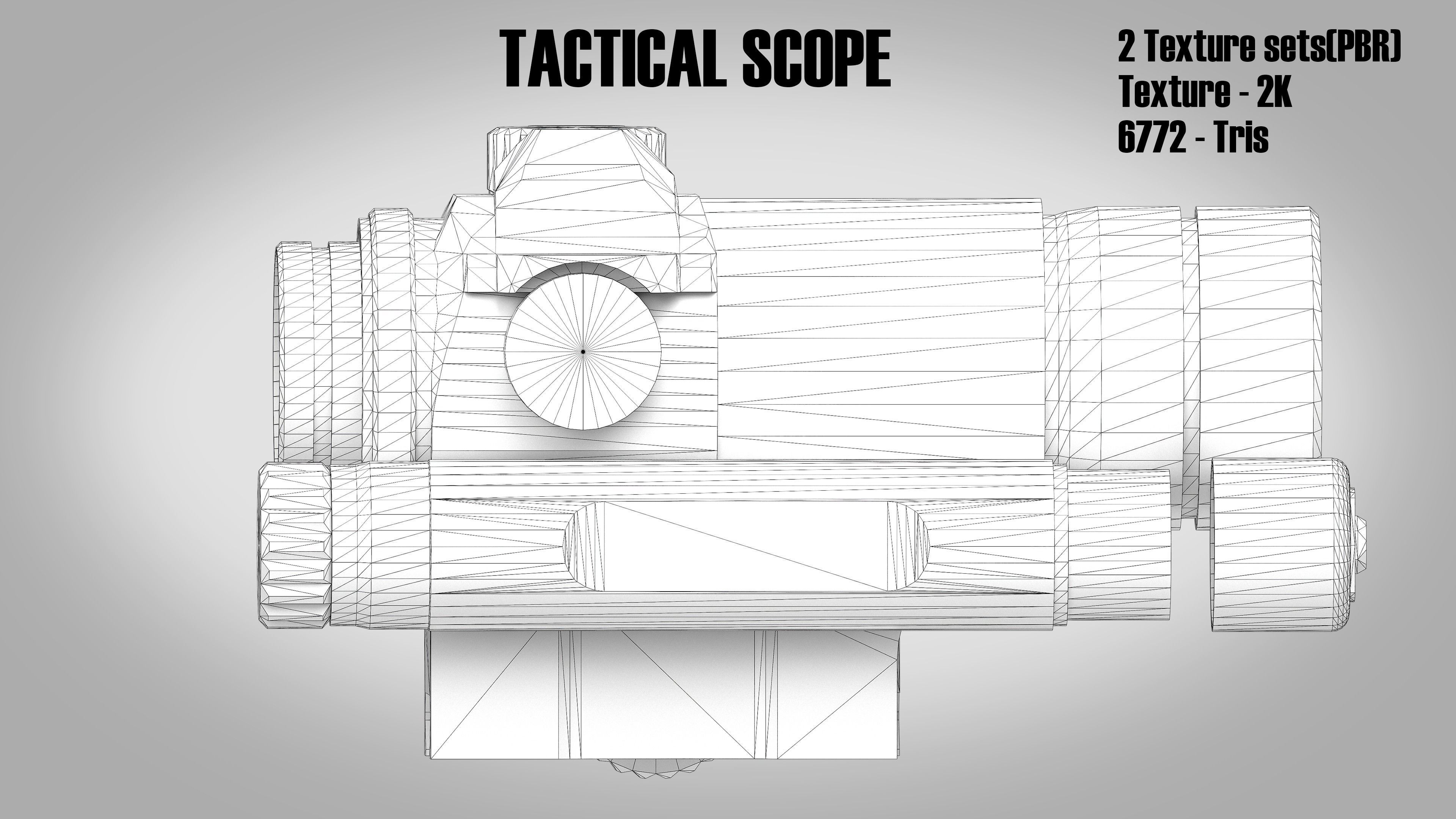 Tactical Scope Two Texture sets Low-poly 3D model_1