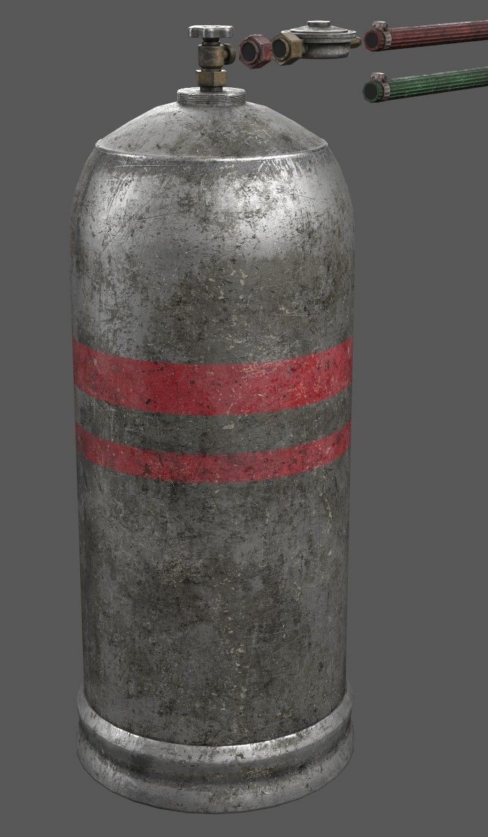 Propane Butane Gas Tank Low-poly 3D model_9