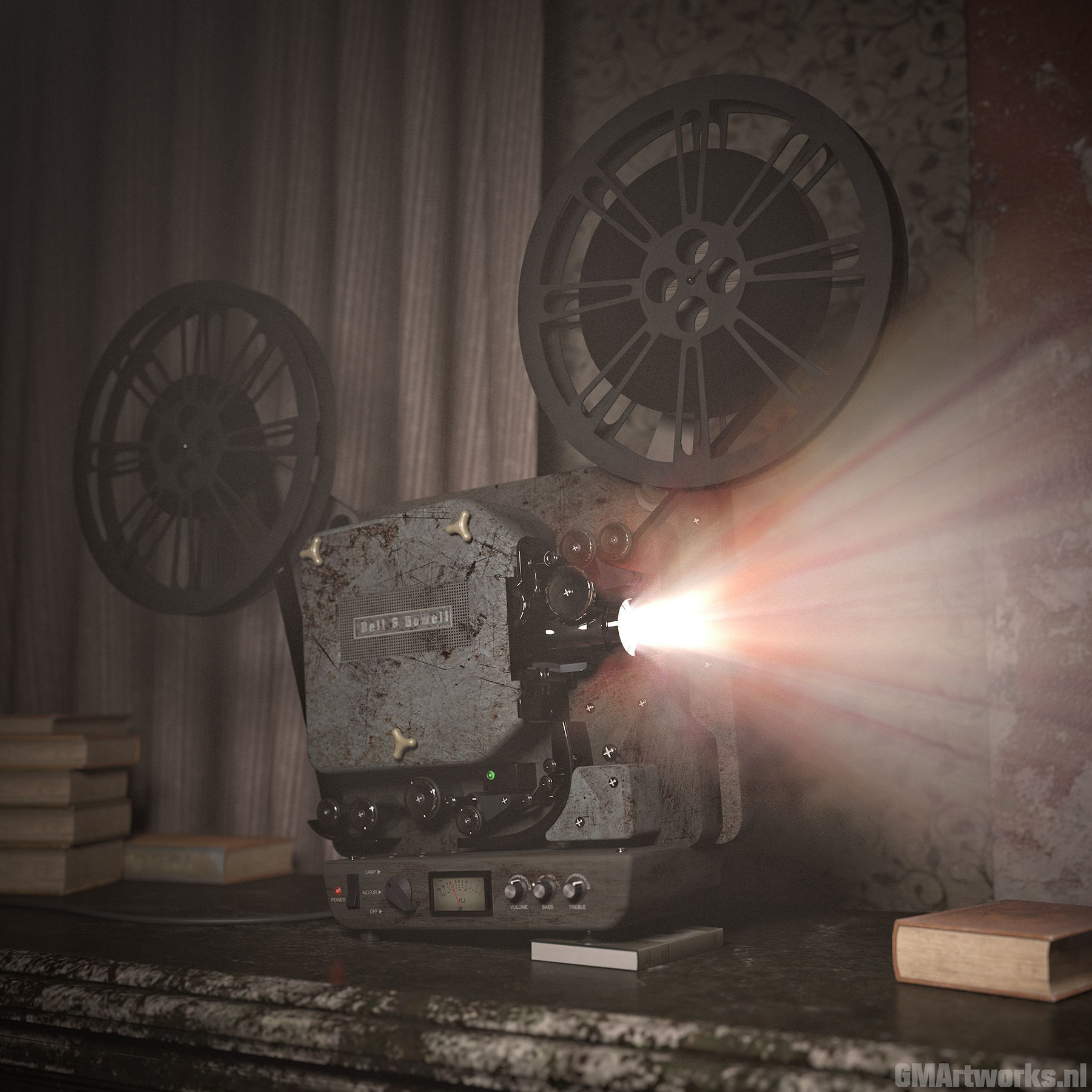 Vintage Bell-Howell Super Eight 8mm Projector 3D model_7