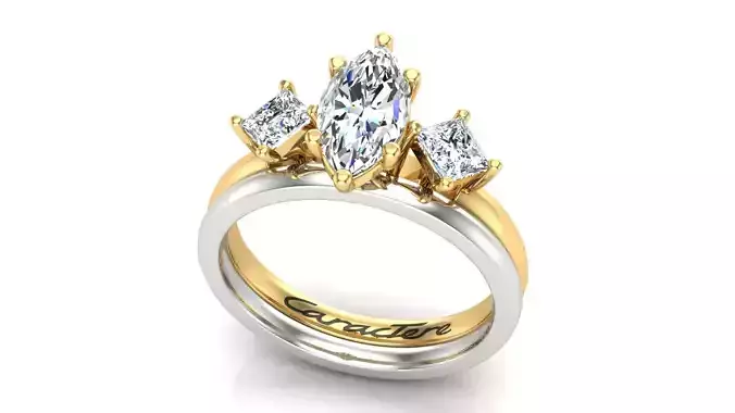 3 Stone Engagement Ring With Wedding Band