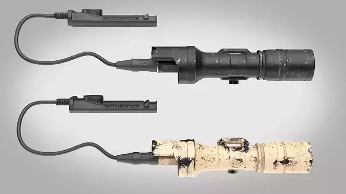 Tactical Flashlight Two Texture sets Low-poly 3D model