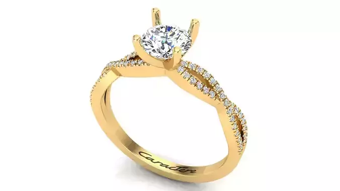 Twisted Ring With Round Stone 