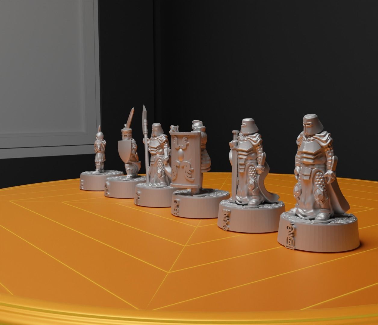 Knight - Crusader V3 Chess Set - 6 Chess Pieces 3D print model_12